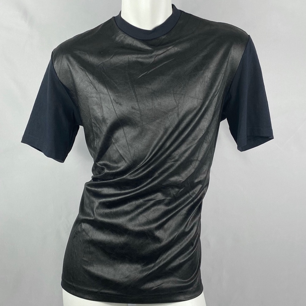 Studio XTC | Mens Leather Look Panel Tee Black L